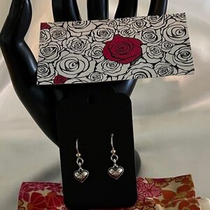 Brighton Mini French Wire Mini Silver Heart Earrings Retired